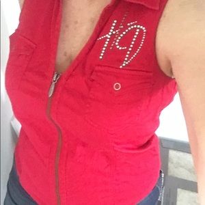 Harley Davidson Gem-studded Red Zip Up Vest